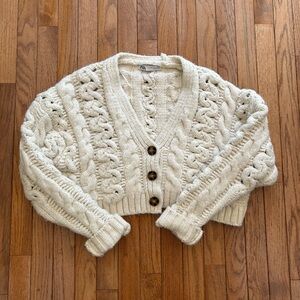 Zara Cream Cable Knit Cardigan